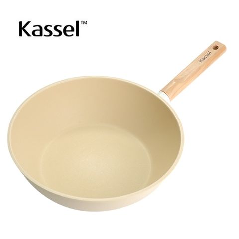 韓國Kassel 珍珠陶瓷深型不沾炒鍋-28cm(瓦斯爐、電磁爐適用款)