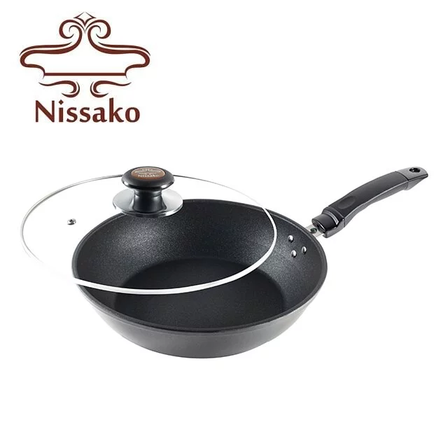 Nissako 【台灣製造】 遠紅外線陶瓷不沾鍋 30cm 平底鍋-附鍋蓋