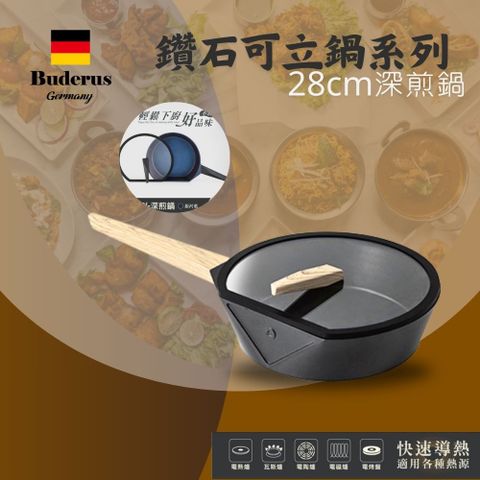 【德國Buderus】鑽石系列28cm炒鍋 深煎鍋 （淺木紋/銀河藍）