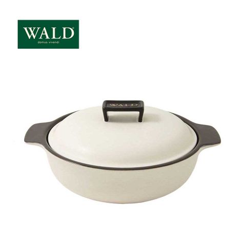 義大利WALD-陶鍋系列-28cm淺燉鍋-粉白-有原裝彩盒