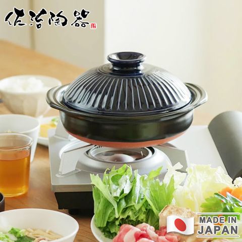 【日本佐治陶器】日本製菊花系列陶鍋/湯鍋1100ML-7號