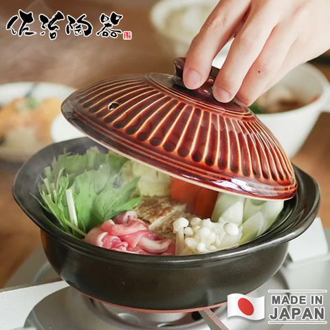 【日本佐治陶器】日本製菊花系列陶鍋/湯鍋2700ML-9號