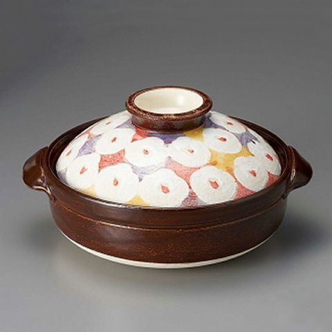 【福介商店】日本土鍋 萬古燒 山茶花 8號深陶鍋