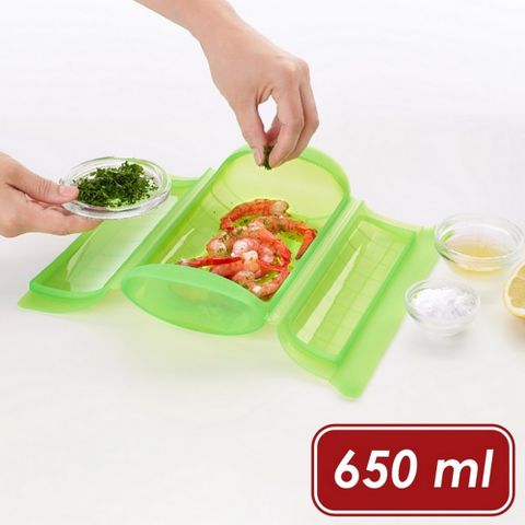 醫療級矽膠 耐熱220度《LEKUE》微波蒸煮調理盒(綠) | 耐熱 微波料理 懶人料理