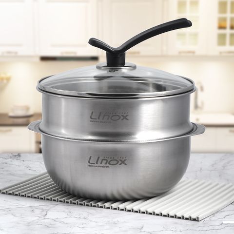 【LINOX】316不鏽鋼懸浮氣膜不沾蒸鍋-小-20cm-1組 (附玻璃蓋)