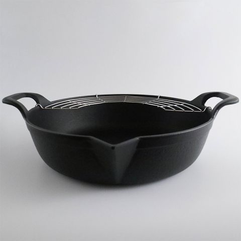 【福介商店】南部鐵器 IWACHU 岩鑄 鑄鐵平底油炸鍋27cm