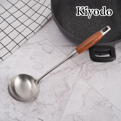 【一品川流】KIYODO 絲登麗花梨木柄304不鏽鋼湯杓-1入組