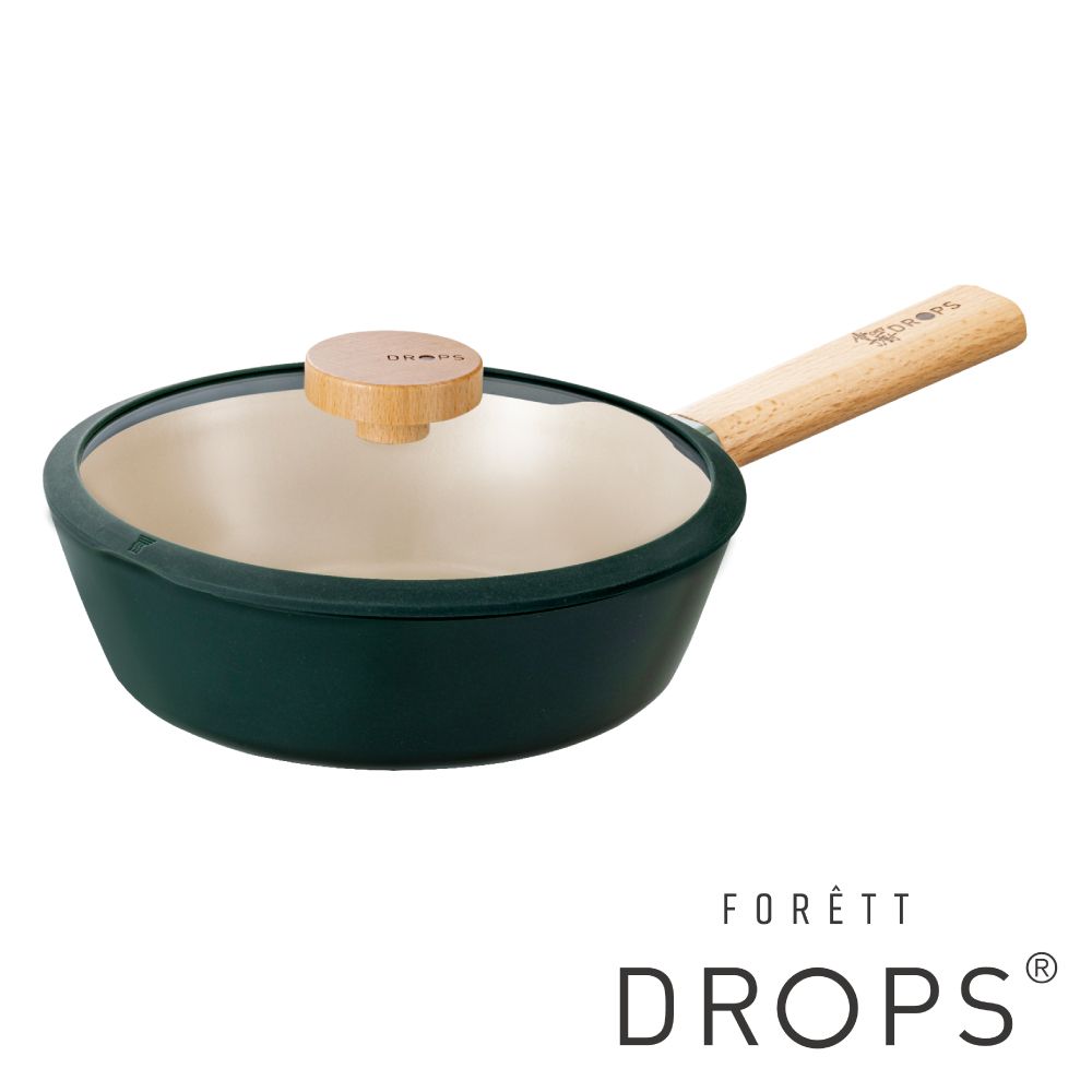 DROPS 韓國 FORETT 森林系不沾多用途鍋22cm(附安全玻璃蓋)