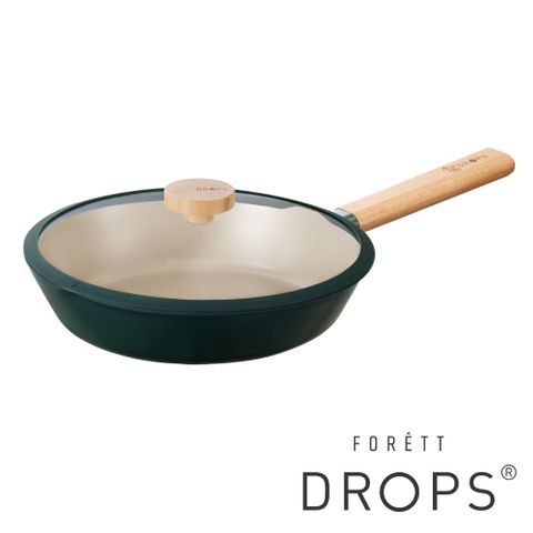 DROPS 韓國 FORETT森林系不沾平底鍋26cm(附安全玻璃蓋)