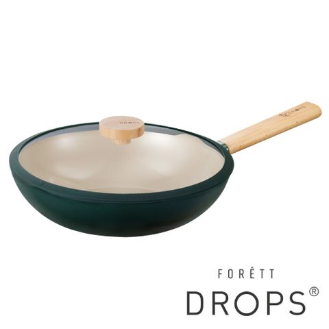 DROPS 韓國 FORETT森林系不沾深煎鍋30cm(附安全玻璃蓋)