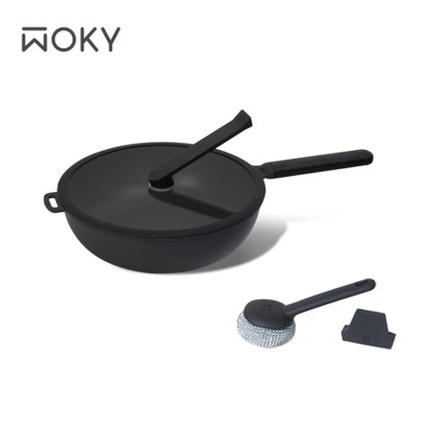 WOKY 沃廚 恰恰鍋26公分深煎鍋組(含集水器+鍋刷)