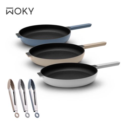 WOKY 沃廚 Ticera系列-哈哈鍋2.0 不沾淺煎鍋26CM(贈萬用矽膠料理夾)