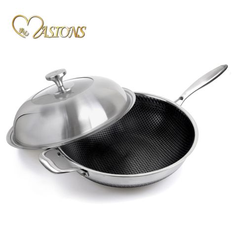 【MASIONS 美心】維多利亞Victoria 皇家316不鏽鋼複合黑晶鍋 單柄炒鍋40cm