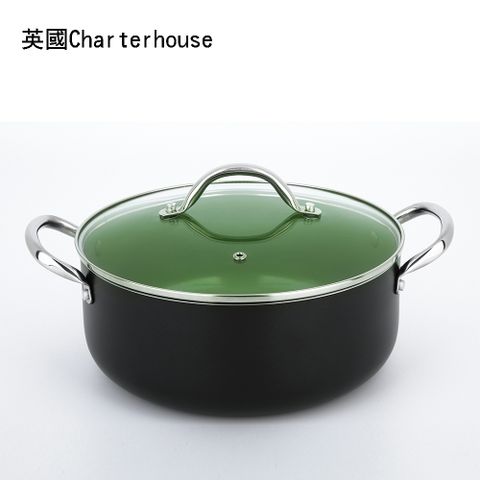 英國Charterhouse 24cm內膽陶瓷塗層雙耳湯鍋3.8L (電磁爐可用)