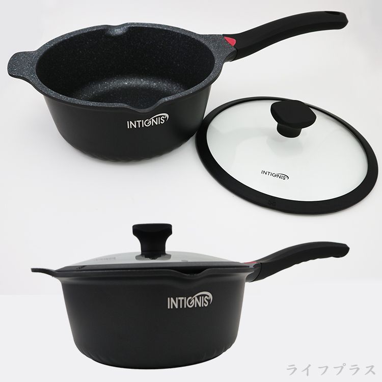 一品川流 英國製 INTIGNIS 大理石鑄造深型雪平鍋-單把-24cm / 3L-1支 (附玻璃蓋)