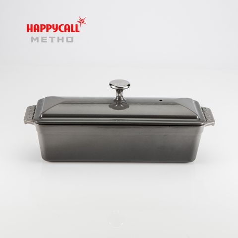 【韓國HAPPYCALL】METHO圓形多功能長方形鑄鐵鍋30cm(漸層灰)