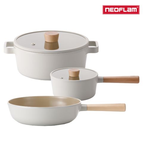 NEOFLAM FIKA鑄造鍋22cm湯鍋+28cm平底鍋+26cm炒鍋三鍋組(不挑爐具IH適用)