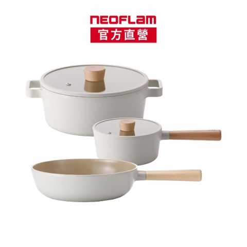 NEOFLAM FIKA鑄造鍋22cm湯鍋+18單柄湯鍋+26cm炒鍋三鍋組(不挑爐具IH適用)