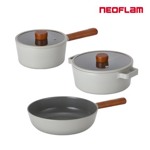 NEOFLAM FIKA暗夜灰系列鑄造三鍋組 (不挑爐具瓦斯爐電磁爐可用)