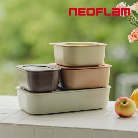 NEOFLAM FIKA ONE系列陶瓷保鮮盒長形大全套四入組(4色任選)