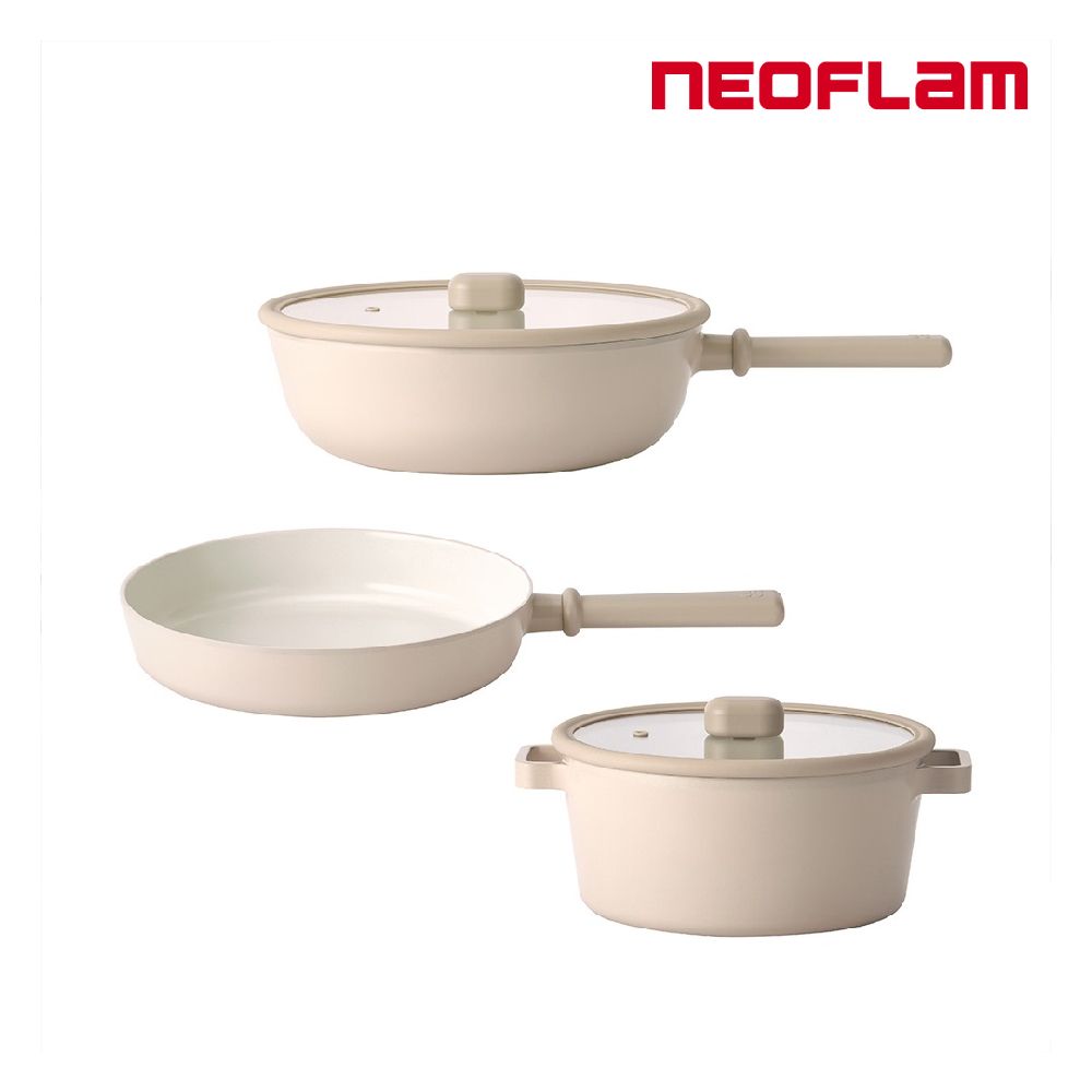 NEOFLAM  經典ChouChou咻咻系列鑄造鍋具3件組(不挑爐具 瓦斯爐電磁爐可用)