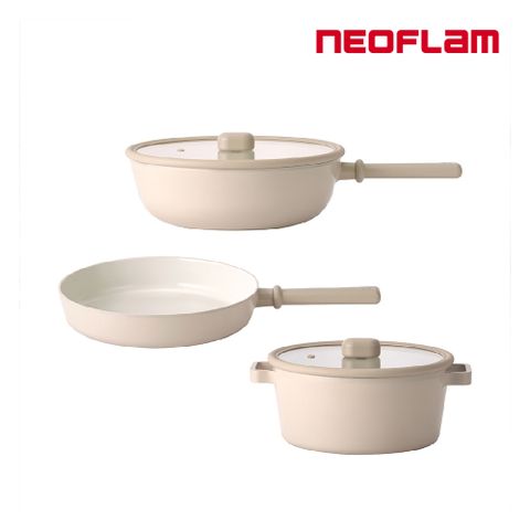 NEOFLAM 經典ChouChou咻咻系列鑄造鍋具3件組(不挑爐具 瓦斯爐電磁爐可用)