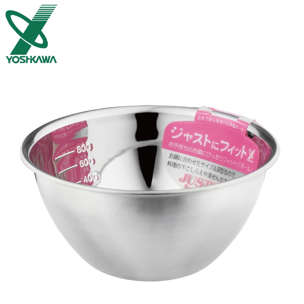 YOSHIKAWA JUSTFIT 18-8不銹鋼深型刻度料理盆.打蛋盆-16cm (SJ-1392)