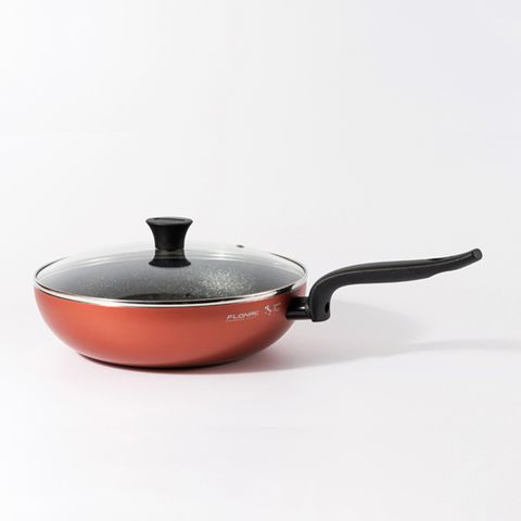 【Flonal 芙諾納】Pepita Granit/不沾單手炒鍋附玻璃蓋/28CM(100%義大利製造)