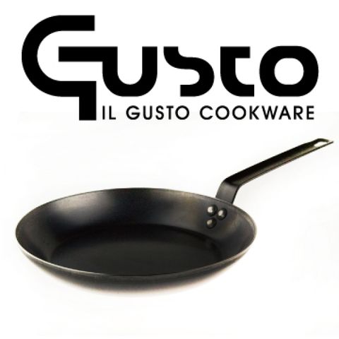 GUSTO 24cm商用無塗層黑鐵平煎鍋