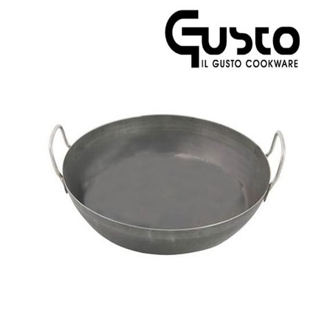 【GUSTO】無塗層黑鐵雙耳平底小鍋(20cm)