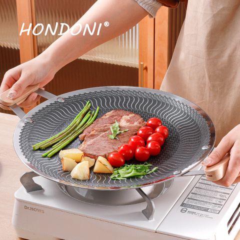 ◤ HONDONI 新款316韓式不鏽鋼不沾烤盤◢燒烤盤 煎烤盤 卡式爐電磁爐烤盤(贈BBQ全配)