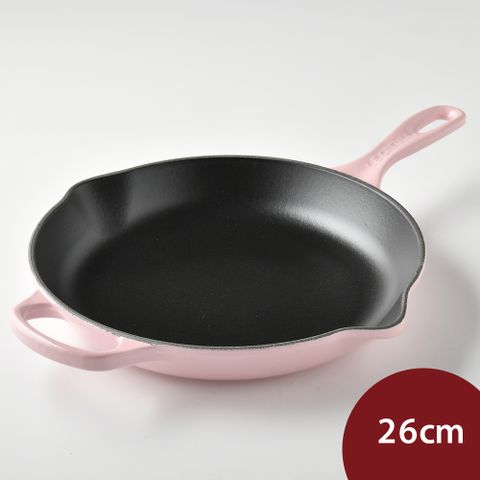 LE CREUSET 單柄圓形鑄鐵烤盤 26cm 雪紡粉 煎盤 烤肉盤 牛排烤盤 (電磁爐 IH爐可用)