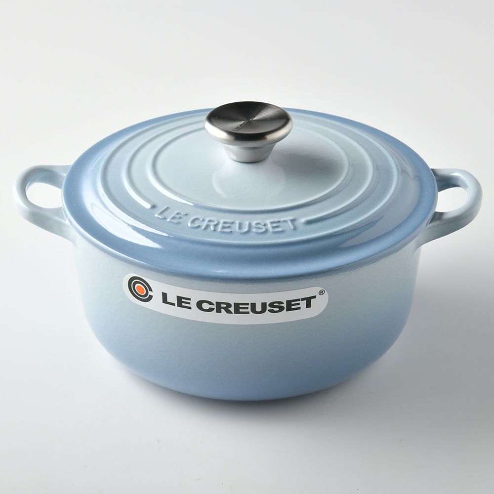 LE CREUSET  圓形鑄鐵鍋 20cm 2.4L 海岸藍 法國製 湯鍋 燉鍋 (電磁爐 IH爐可用)