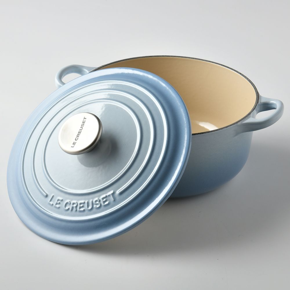 LE CREUSET  圓形鑄鐵鍋 20cm 2.4L 海岸藍 法國製 湯鍋 燉鍋 (電磁爐 IH爐可用)