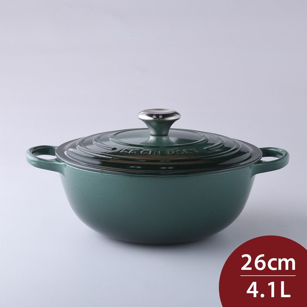 LE CREUSET  典藏媽咪鑄鐵鍋 26cm 4.1L 綠光森林 法國製 媽咪鍋 炒鍋 湯鍋 燉鍋 (電磁爐 IH爐可用)