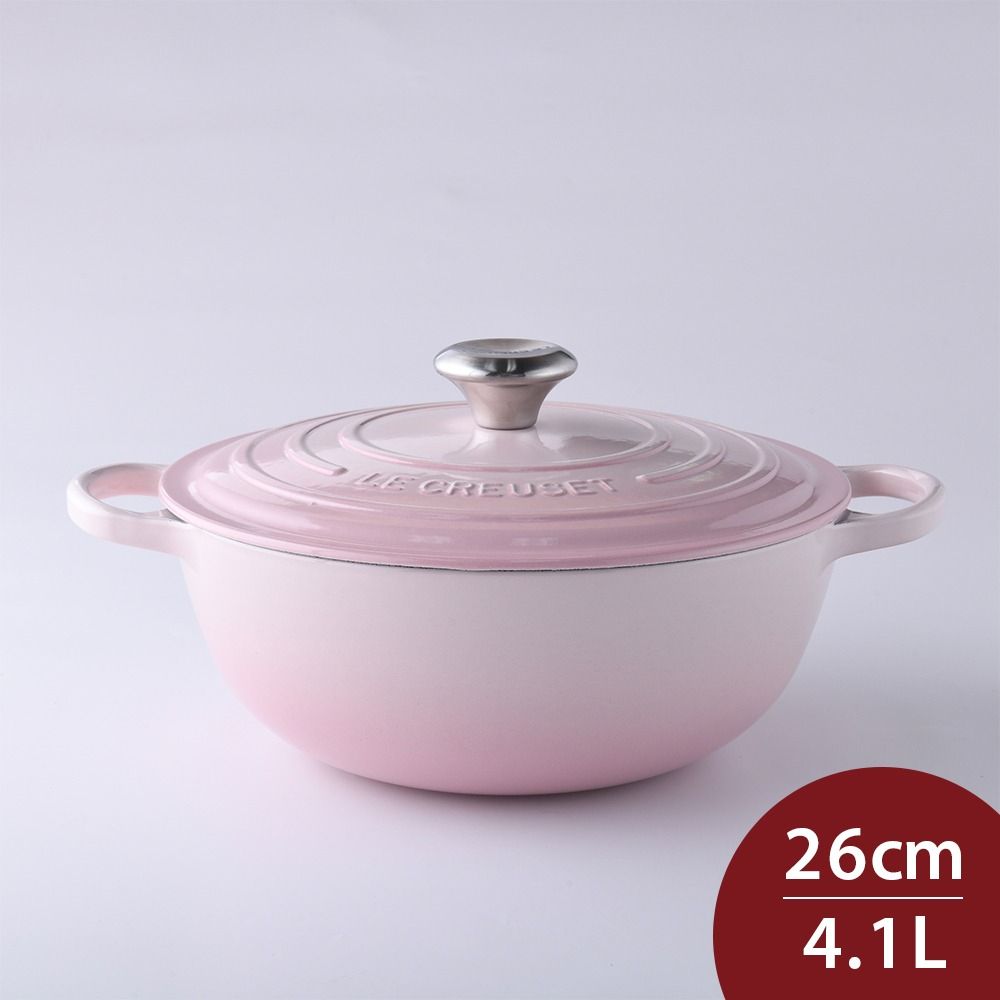 LE CREUSET  典藏媽咪鑄鐵鍋 26cm 4.1L 貝殼粉 法國製 媽咪鍋 炒鍋 湯鍋 燉鍋 (電磁爐 IH爐可用)