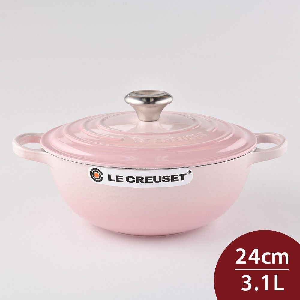 LE CREUSET  典藏媽咪鑄鐵鍋 24cm 3.1L 貝殼粉 法國製 媽咪鍋 炒鍋 湯鍋 燉鍋 (電磁爐 IH爐可用)