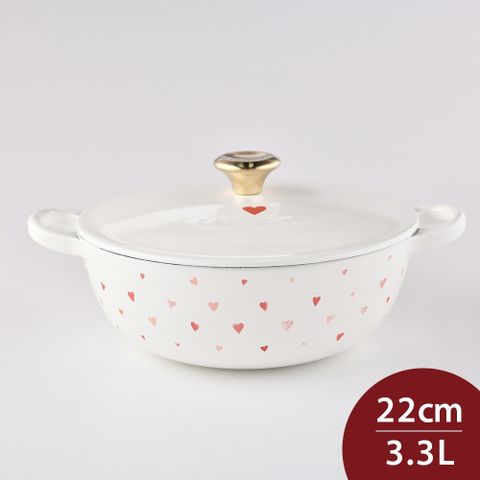 Le Creuset 甜心系列琺瑯鑄鐵媽咪鍋 22cm 2.6L 雪花白 金頭 法國製