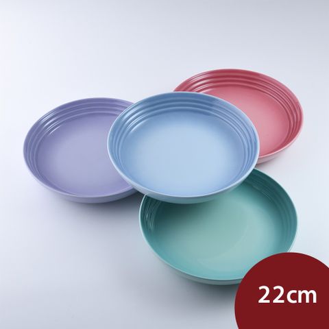 LE CREUSET 布列塔尼圓舞曲系列 義麵盤組 22cm 4入 薔薇粉/薄荷綠/海岸藍/粉彩紫