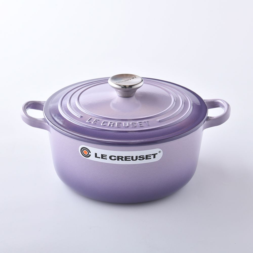 LE CREUSET  圓形鑄鐵鍋 20cm 2.4L 藍鈴紫 法國製 湯鍋 燉鍋 (電磁爐 IH爐可用)