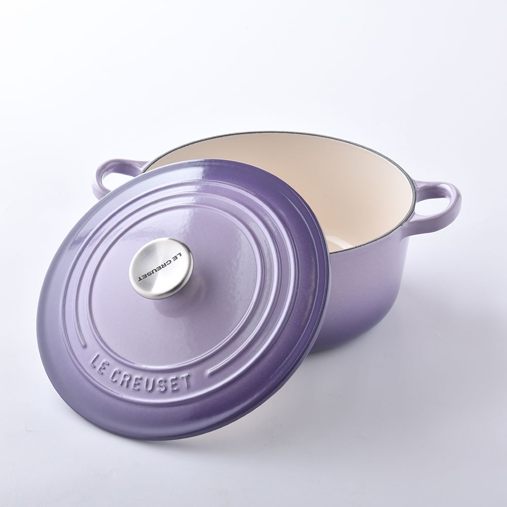 LE CREUSET  圓形鑄鐵鍋 20cm 2.4L 藍鈴紫 法國製 湯鍋 燉鍋 (電磁爐 IH爐可用)