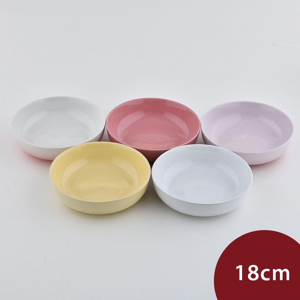 LE CREUSET  童話派對系列 深圓盤 餐盤 圓盤 深盤 18cm 5入 雪花白/奶油黃/貝殼粉/薔薇粉/淡粉紅