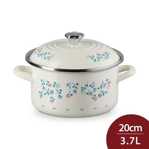 Le Creuset 南法花語系列 琺瑯便利湯鍋 20cm 3.7L 奶油白