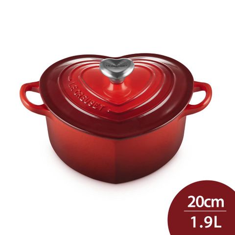 LE CREUSET 愛心鑄鐵鍋 20cm 1.9L 櫻桃紅 心型鋼頭 法國製 愛心鍋 湯鍋 燉鍋 (電磁爐 IH爐可用)