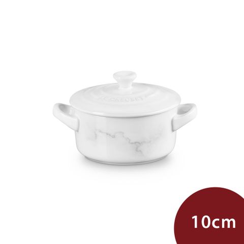 Le Creuset 迷你圓形烤盅 典雅石紋/雪花白