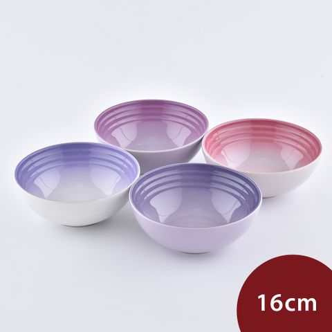 Le Creuset 復古調色盤系列 早餐穀片碗組 16cm 4入 藍鈴紫/卡特蘭/淡粉紫/綻放粉 餐碗 麥片碗 沙拉碗