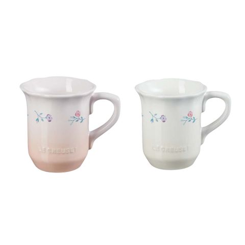 LE CREUSET 凡爾賽花園系列 南法花語 馬克杯 330ml 2入組 蛋白霜 / 芭蕾粉