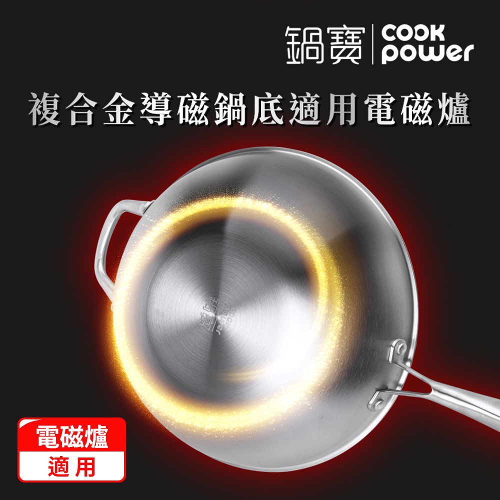 CookPower 鍋寶 七層壓鑄不沾鍋316不鏽鋼蜂巢炒鍋36CM-含蓋(IH/電磁爐適用)