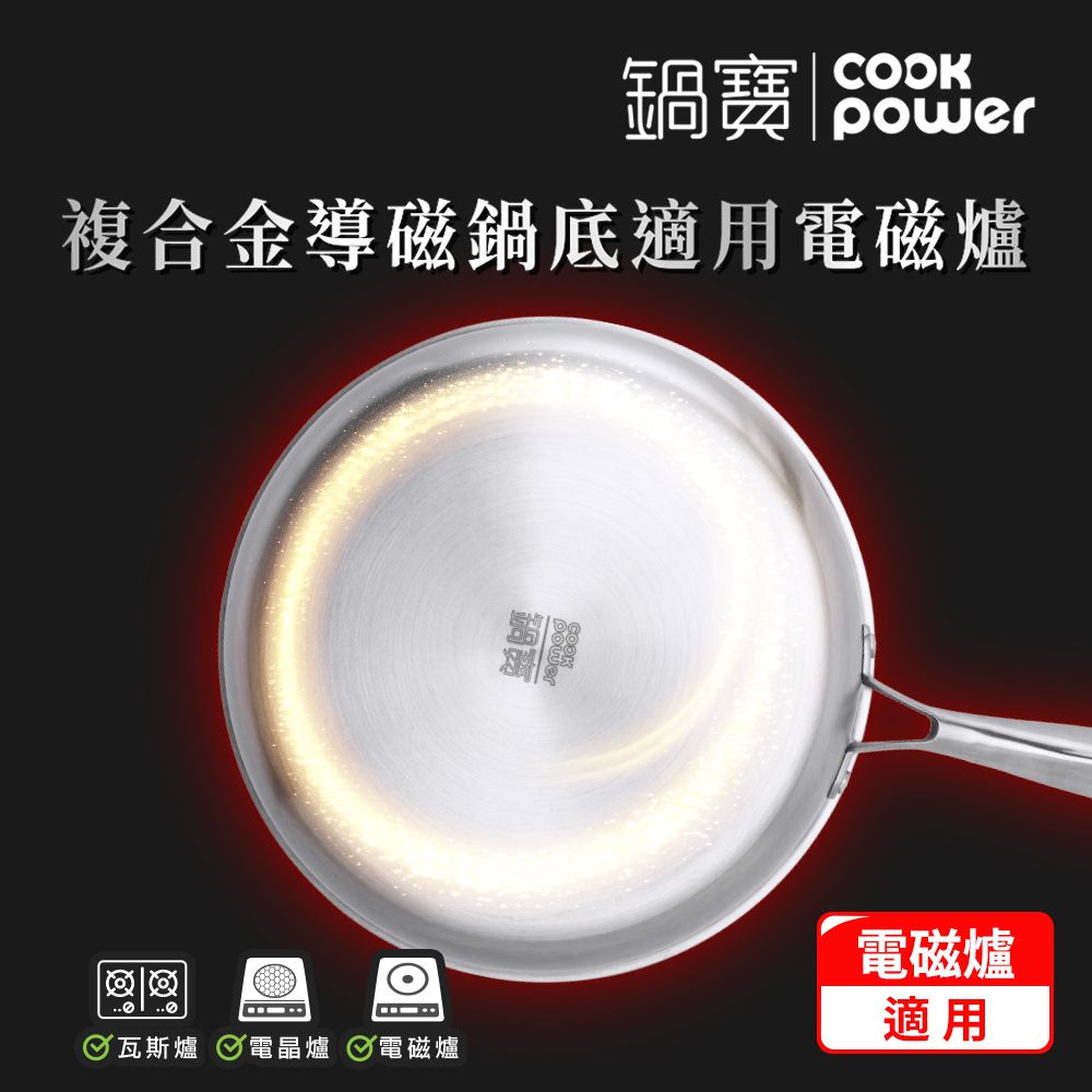 CookPower 鍋寶 七層壓鑄不沾鍋316不鏽鋼蜂巢深煎鍋28CM-含蓋 (IH/電磁爐適用)