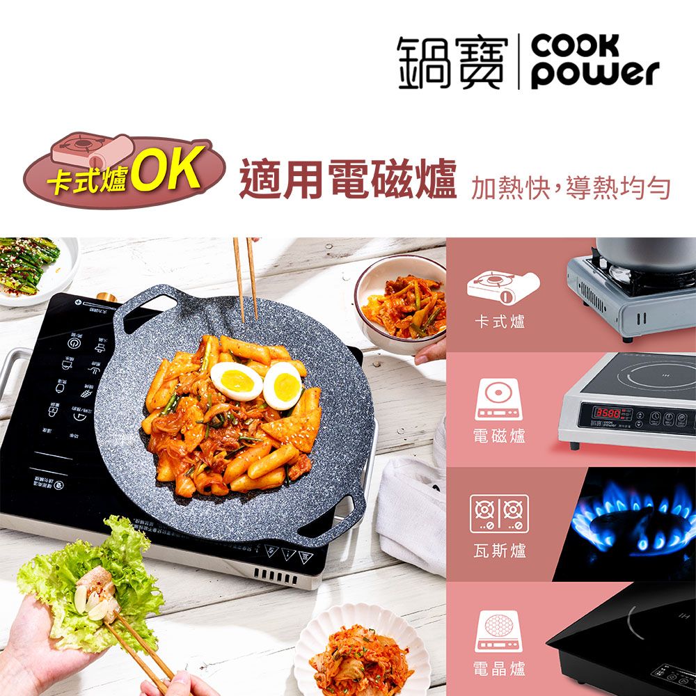 CookPower 鍋寶 韓式不沾鑄造燒烤盤38CM IH/電磁爐適用